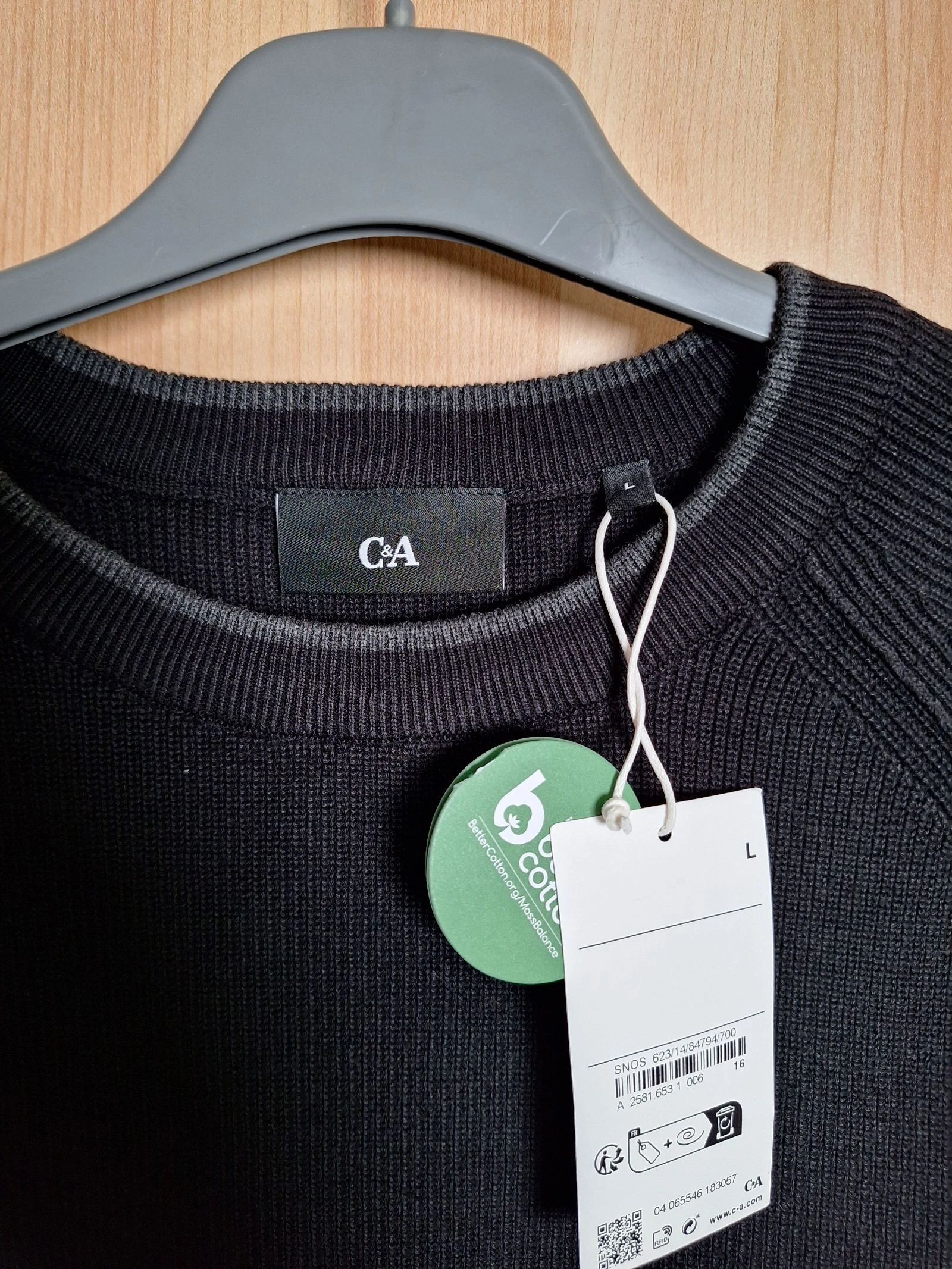 Suéter preto C & A masculino tamanho G novo com etiqueta em algodão gola redonda – photo 4